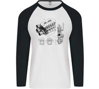 Auto Motore Blueprints Petrolhead Uomo L/S Baseball T-Shirt