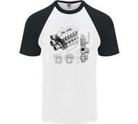 Auto Motore Blueprints Petrolhead Uomo S/S Baseball T-Shirt