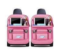 Ergocar Protezione Sedile Auto Auto Organizzatore Kick Mats Impermeabile Sedile Posteriore Auto Organizzatori luxury PU leather Protezione per sedile Protezione (Rosa - 2 Pack)