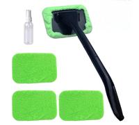 Auto Parabrezza Pulitore, Pulizia dei Finestrini con Manico,con 4 Coperture in Microfibra, 1 Flacone Spray, 1 Set di Impugnature Rimovibili