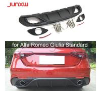 Auto Paraurti Posteriore Labbro Diffusore Spoiler Con Punte di Scarico per Alfa Romeo Giulia Diffusore Solo Standard 2016-2019 PP Nero Body kit