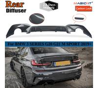 Auto Paraurti Posteriore Lip Spoiler Trim Splitter Diffusore Per BMW Serie 3 G20 G28 M Sport 2019-2020 Doppio-Single Round Out carbon fiber look