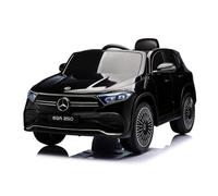 Auto per bambini elettrica 12v Mercedes EQA, 12v, sedile in pelle, ruote in gomma, 4 motori, nero, RC, auto bambini fino a 5 anni