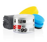 Auto per tonalità Grigie - Soft99 Pearl & Metallic Soft Cera, sigillatura della Vernice 320 g + applicatore in Spugna per lucidatura a Mano + Panno in Microfibra 550 gsm 40x40 cm