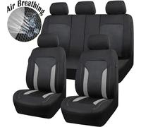 AUTO PLUS Coprisedili universali in rete grigia per auto con Airbag diviso per sedile posteriore con 3 cerniere compatibile per la maggior parte dei furgoni per camion SUV per auto