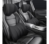 Auto Poggiatesta E Supporto Lombare per E87 1 Series 118d 5-Door Hatchback 2004-2007, Confortevole Morbido Sedile Schiuma Memory Collo Cuscini Set Accessori D'Interni,A/Black