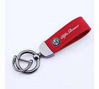 Auto Portachiavi Pelle Scamosciata, per Alfa Romeo Stelvio 4C Mito Giulietta Anelli Rotanti Ferro Cavallo Portachiavi Ricambi Accessori,Red Style-a