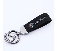 Auto Portachiavi Pelle Scamosciata, per Alfa Romeo Stelvio 4C Mito Giulietta Anelli Rotanti Ferro Cavallo Portachiavi Ricambi Accessori,Black Style-a