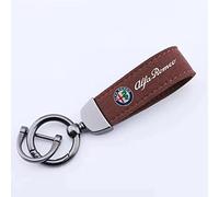 Auto Portachiavi Pelle Scamosciata, per Alfa Romeo Stelvio 4C Mito Giulietta Anelli Rotanti Ferro Cavallo Portachiavi Ricambi Accessori,Brown Style-a