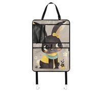 Auto Protector Car Organizer Appeso Per Tablet Kid Kick Mats Dietro Sedile Auto Carino Dolce Cartone Animato Nero Coniglio