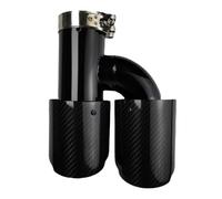 Auto Punte Marmitta Lunghezza Universale Della Gola Della Coda Auto | Punta Del Silenziatore Di Scarico Lucido In Twill Doppio A Forma Di H Nero(76.2mm-89mm-Left)