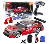 Auto radiocomandata da drift, rossa e nera, 30 km/h, scala 1:16