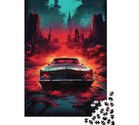 Auto Retrò Classica Puzzle 1000 Pezzi Carta per Adulti Città Post Apocalittica Notturna Gioco di Puzzle Decorazione Regalo Famiglia 52x38cm/1000pcs
