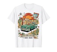 Auto retrò Mother Road Centennial 1926-2026 Desert Road Trip Maglietta