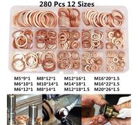 Auto Rondella Rame Crush Guarnizione Ricambio Rotondo Anello 280pcs Bolt