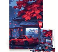 Auto rossa in una strada giapponese Puzzle da 1000 pezzi per adolescenti Stimola la memoria Rilassamento delicato Taglio premium Sorpresa di compleanno (50x75cm)