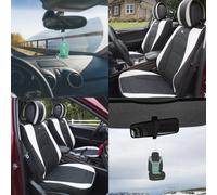 Auto Sedile Cover Similpelle Lusso Secchio Coppia Set Nero Bianco Nero/Gratis