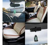 Auto Sedile Cover Similpelle Secchio Coppia Set Beige Marroncino W/ Senza Aria