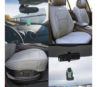 Auto Sedile Cover Similpelle Secchio Coppia Set Solido Grigio W/ Free Deodorante