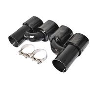 Auto Silenziatore 2 Pezzi Per BMW Serie 5 H Style Universale Doppio Terminale Di Scarico Rotondo Lucido In Fibra Di Carbonio In Acciaio Inossidabile Nero Tubo Scarico(IN 51MM OUT 89MM)