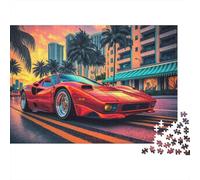 Auto Sportiva Rossa Puzzle 1000 Pezzi Puzzle per Adulti Strada Città Tropicale Gioco di Puzzle 1000 Pezzi Carta Relax Famiglia Regalo 52x38cm/1000pcs