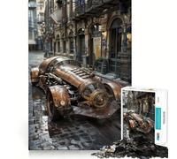 Auto Steampunk in città, puzzle da 1000 pezzi per adolescenti, gioco per esercizi mentali, relax mentale, design, assemblaggio, lista dei desideri di Babbo Natale 38x52cm