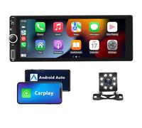 Auto Stereo 1 DIN compatibile con Wireless CarPlay Android Auto 6,86" Touchscreen Bluetooth Autoradio con telecamera posteriore FM/RDS Tipo-C USB 2.1A Ricarica rapida