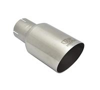 AUTO-STYLE NS1-90-1/50 + BOX Ulter Sport Terminale di scarico rotondo Ø90mm Lunghezza inclinata 180mm-Installazione->50mm-Inox satinato spazzolato