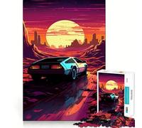 Auto Synthwave in movimento per adulti, puzzle da 1000 pezzi, gioco di pura logica, momento di pace, taglio netto, regalo sentito 38x26cm