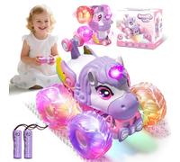 Auto telecomandata ragazza dai 3 4 5 6 anni in su, 1/20, monster truck telecomandato con musica e luce, 2,4 GHz Monster Truck con rotazione a 360°, regalo unicorno per ragazze dai 3 4 5 6 8 10 anni