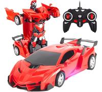 Auto Telecomandata Robot Trasformabile Versione Deluxe Auto si Trasforma in Robot Macchina RobotMech Luci Led Giocattolo Telecomandato AutoRacing Sportiva Trasformabile Bambini,colori assortiti (B)