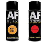 Auto Vernice Spray Set per Fiat 208 Giallo PositanoBase Trasparente 2x400ml con vernice spray trasparente