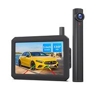 AUTO-VOX TW1 Telecamera Retromarcia Wireless Solar, Retrocamera Auto con 5" Monitor HD Super Visione Notturna,Supporto 2 Telecamere， Impermeabile IP68, per Auto, Camion, SUV, Furgoni etc