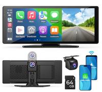 Auto wireless A-pple Carplay e Android Auto 10,26 pollici:Telecamera posteriore 1080p, Mirror Link, Siri, FM, Bluetooth - Navigazione Drive Mate portatile