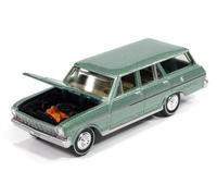 Auto World 64492-AWSP183B - Modellino di auto in alluminio pressofuso serie 1/64 II Nova 400 Wagon Laurel Green Metallic Vintage Muscle Series 1/64