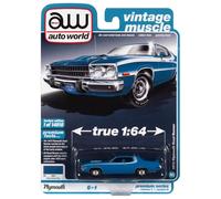 Auto World Vintage Muscle 1:64 1973 Plymouth Road Runner Basin Street Blu