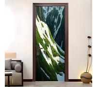 Autoadesiva Impermeabile Carta da parati Primavera Sulle Alpi Adesivo Porta 90x210 cm Verde Rimovibile PVC Adesivi per Porte Interne per Camera Da Letto Bagno Pareti e Porte Poster