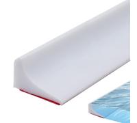 Autoadesiva Silicone Doccia Barriera, 200 cm Soglia Doccia Pieghevole, Pieghevole Bagno Acqua Barriera, Striscia di Ritenzione Idrica della Soglia del Bagno, Barriera Doccia Pavimento (Bianco)