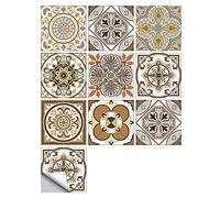 Autoadesivi Adesivi per Piastrelle MZ-2-97 giallo 20x20cm（10pezzo） Impermeabile PVC Autoadesivo Decorazione,Adesivi da parete 3D per Cucina Scale Piastrelle Stile Marocco di mosaico fai da te