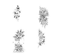 Autoadesivi temporanei del tatuaggio della pelle fiore rosa Tatuaggi rimovibili Flase for il braccio separato e la parte posteriore collo spalla(BK set g)