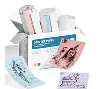 Autoadesivi Thermal Printer Stickers, 54 mm x 3,2 m, mini adesivi, 3 rotoli, colore: blu/rosa/viola
