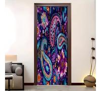 Autoadesivo Adesivo Per Porte 3d 77x200 cm Fiori Retrò Meravigliosi Adesivo Porta Pvc Impermeabile Rimovibile Colorato Poster Per Porte Soggiorno Cucina Camerette Art Applique