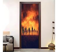 Autoadesivo Adesivo Per Porte 3d 95x215 cmSagoma Di Fiamma Perduta Adesivo Porta Pvc Impermeabile Rimovibile Colore Arancione Poster Per Porte Soggiorno Cucina Camerette Art Applique
