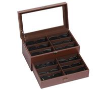 AUTOARK Custodia in pelle e velluto trasparente con coperchio trasparente, 12 pezzi, per occhiali da sole e occhiali da sole, con serratura, color caffè, AW-164