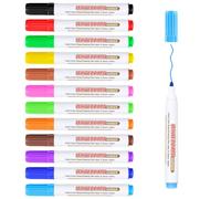 Autoau Pennarello Lavagna Cancellabili Set 12 Colori Pennarelli Lavagna Bianca Cancellabile a Secco Punta Rotonda 2-3 mm Marker Pennarelli per Lavagna Bianca a Basso Odore per Scuola Ufficio Casa