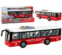 Autobus a batteria con trazione a frizione, luci e suoni 1:16 - Rosso