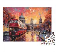 Autobus A Due Piani Londra Puzzle 1000 Pezzi Carta per Adulti Scena Stradale Al Tramonto Gioco di Puzzle 1000 Pezzi Rilassamento Famiglia Regalo 38x26cm/1000pcs
