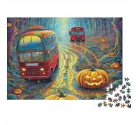 Autobus a due piani Notte di Halloween Foresta Puzzle 1000 Pezzi Carta Puzzle per Adulti Puzzle per Famiglia Relax Decorazione Regalo 70x50cm/1000pcs