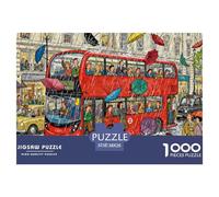 Autobus a due piani sovrappessati di Londra Puzzle in Legno Impermeabile Puzzles Da 1000 Pezzi Regali Per Adulti Colorati Giochi Di Impegnativi