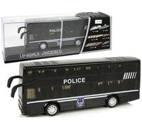 Autobus della polizia a due piani con trazione a frizione, luci e suoni